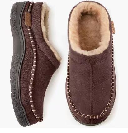 Indoor cotton anti-skid and warm plush slippers suitable for men's winter wear in the autumn and winter of 2024