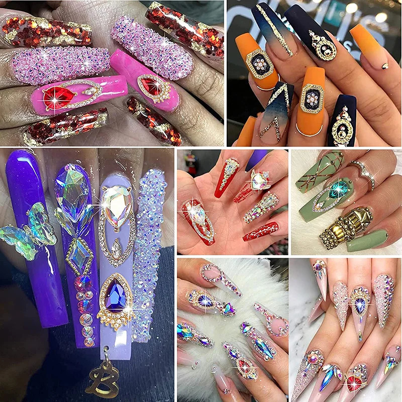 Nail Art Diamond Kit 3D Nail Charm Jewelry Nail Parts Gemstone Crystal Diamond Nail Decoration Accessories 240920