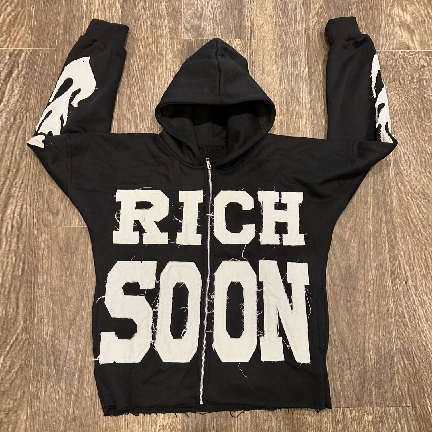Dauomo Men's Casual Splice Letter Applique Hoodie Sweatshirt