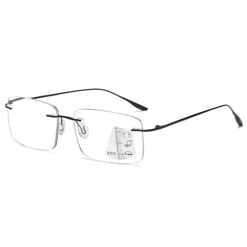 Frameless Anti-blue Progressive Multifocal Reading Glasses Women Smart Zoom Elderly Eyewear Men Protable Presbyopic GlassesXJ240907