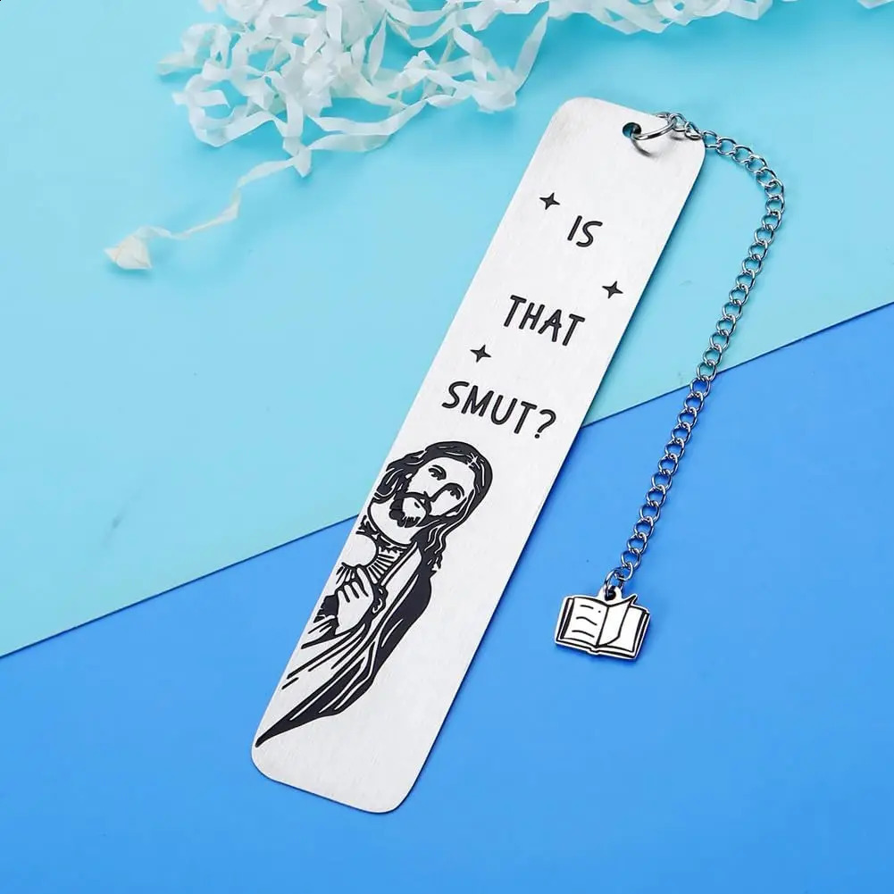 Funny Metal Bookmark With Tassel Book Lover Humor Peeking Jesus Marker Is that Smut? Reader Birthday Gift 240925
