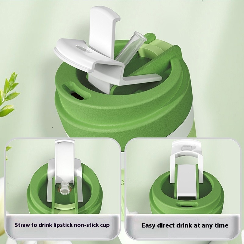 Simple internet celebrity portable water summer girls' thick double drinking straw cup, aron student gift cup