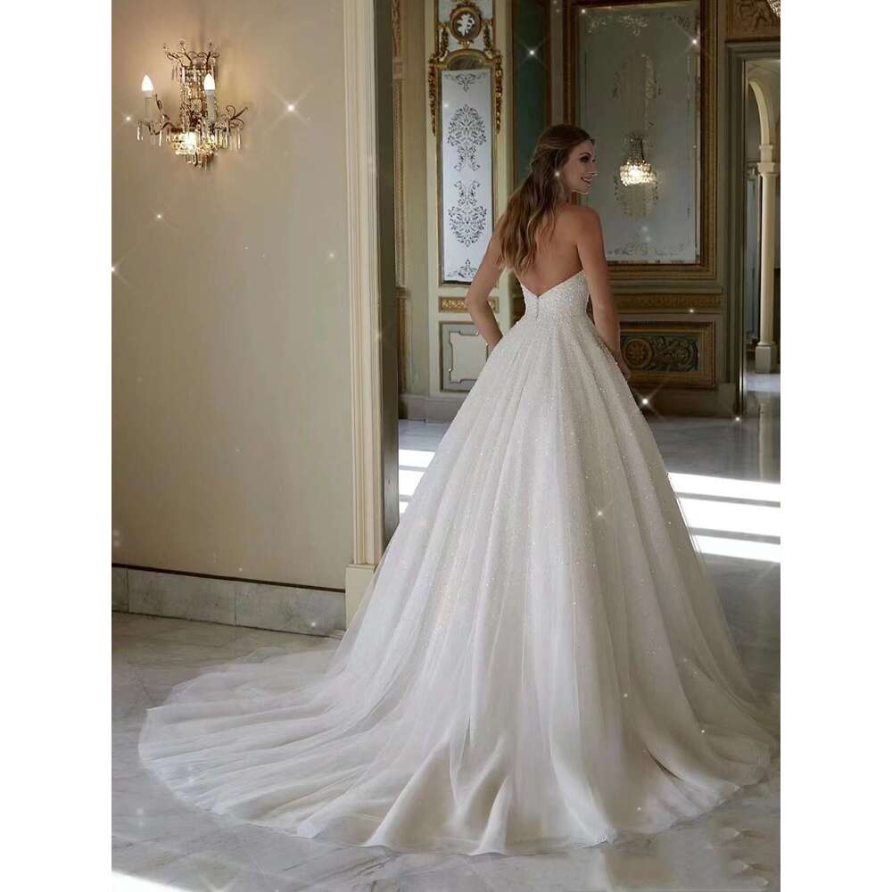 Wedding Romantic Dresses Modern Sweetheart Bridal Dress Sleeveless Backless Robes Tulle Beading Ball Gown Vestidos De Novia 6660311