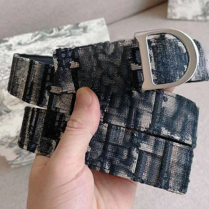 Tang Cao Pattern Retro Belt Buckle Street Dance Hip Hop Big Head Belt Western Denim Buckle Unisex Belt with box