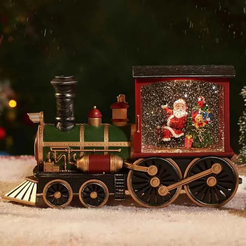 Christmas Gift Crystal Ball Decoration LED Light Train Santa Claus Merry 240929
