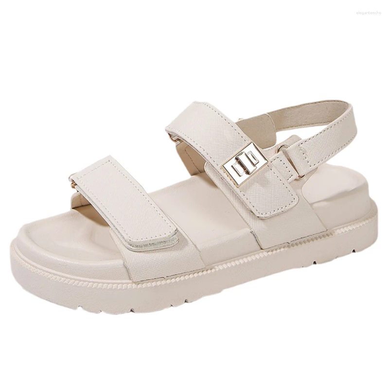 2025 S Fashion Designer Sandals Women Leather Open Toe Comfortable Thick Sole Adjustable Summer Beach For Outdoor Travel