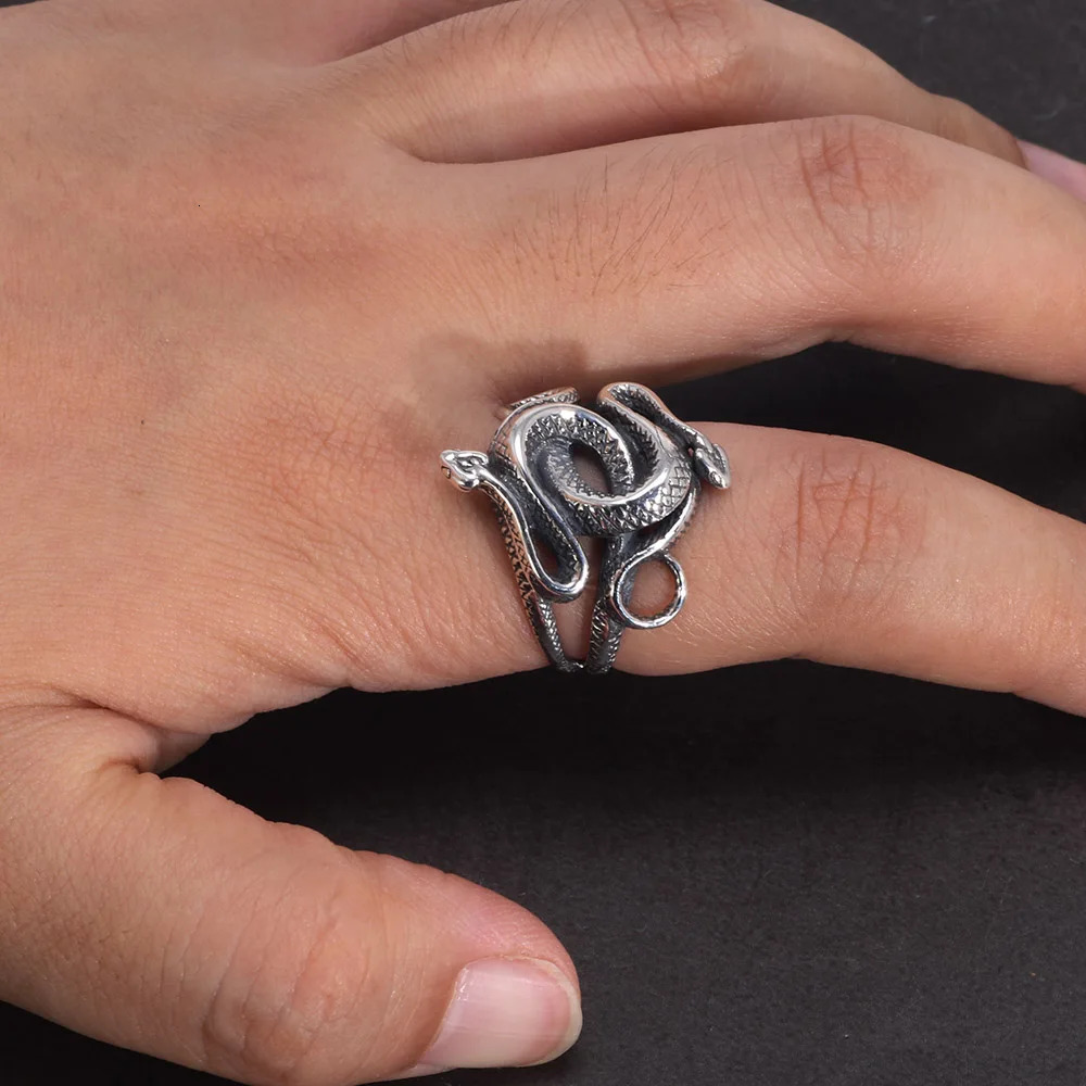 A genuine 925 sterling silver snake ring suitable for men women TV dramas naturally born killers retro punk exquisite jewelry and the gift for fans 24