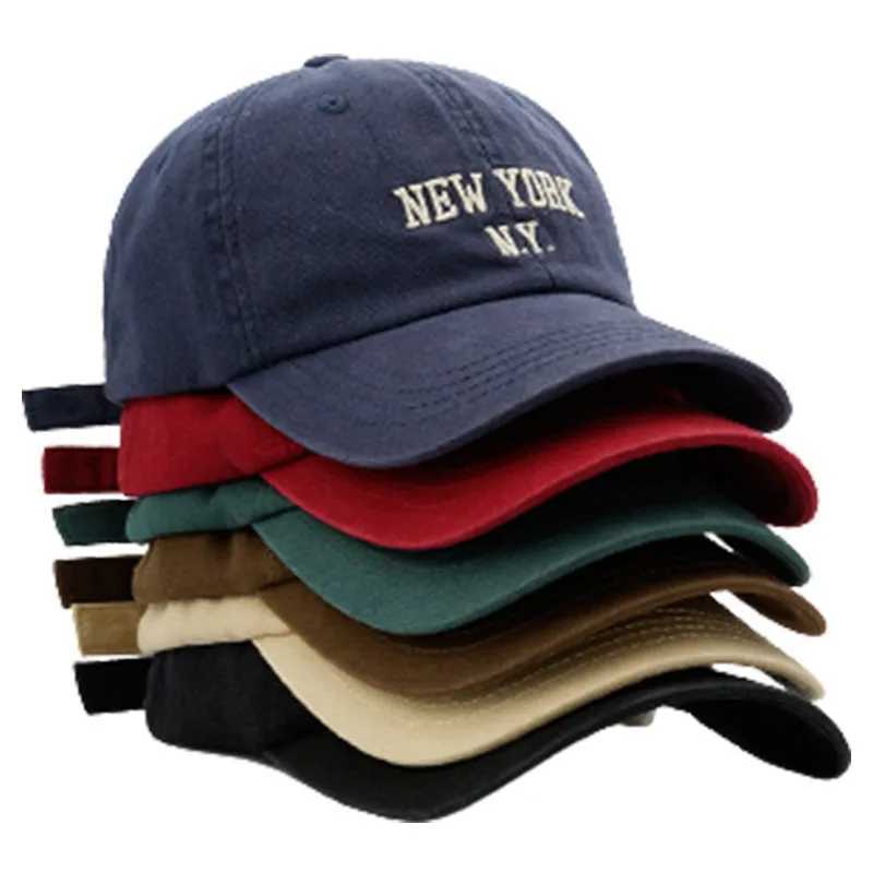 Fashion NEW YORK Letter Cap for Women Mens Baseball Cap Sports Sun Hat Kpop Soft Snapback Retro Hip-Hop Cotton HatsX240930