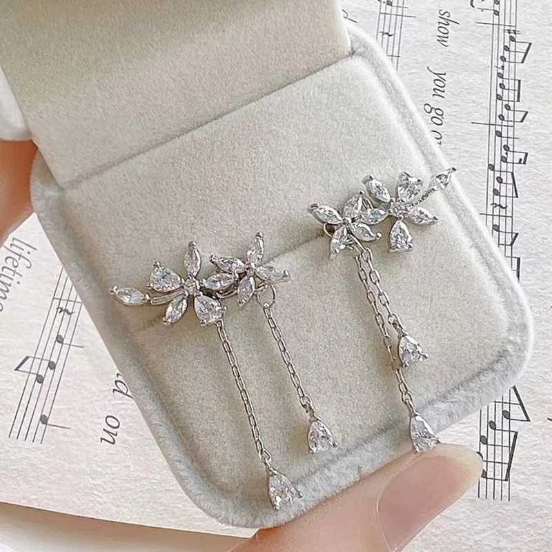 New 925 Sterling Silver Long Tassel Earrings Charm Exquisite Floral Women Earrings Beautiful Jewelry for Friends Birthday GiftX240928