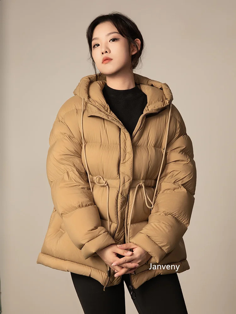 Winter Jacket Womens Ultra Thin Hoodie Warm Thick Long Puff Coat Womens Casual White Duck Down Jacket Parkas 240926