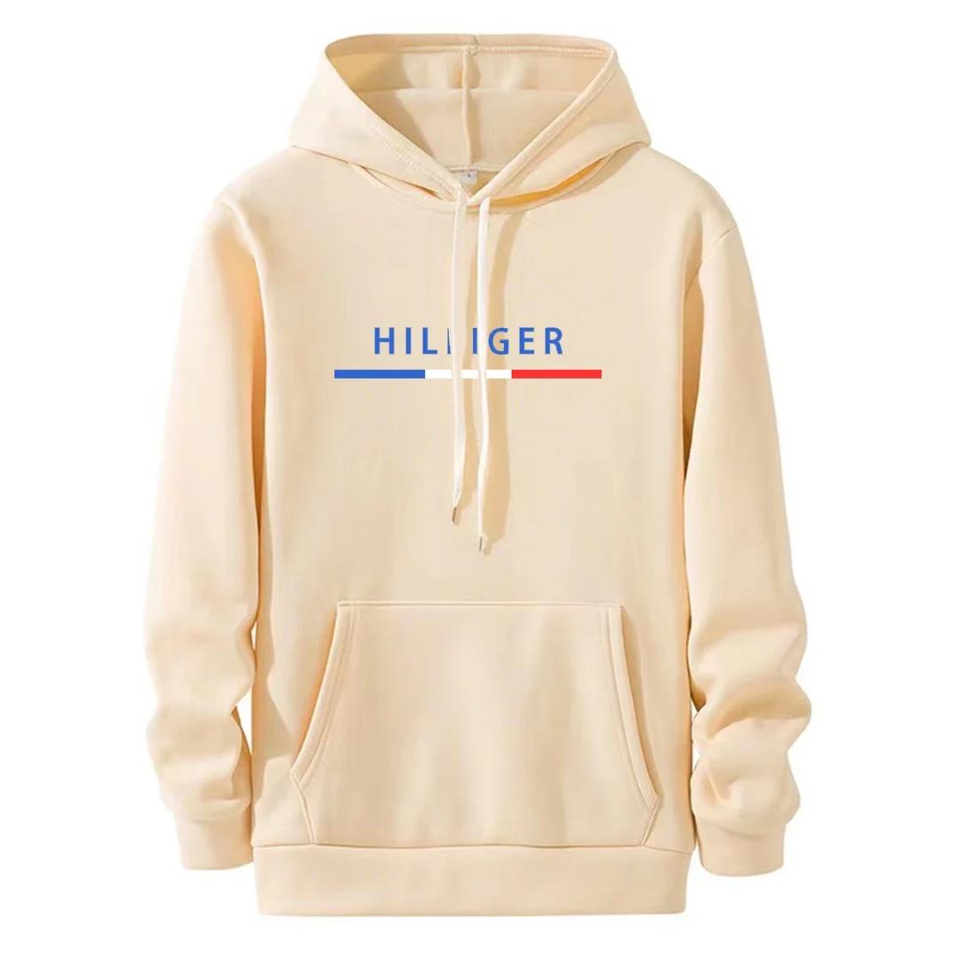 Printed Men's Hoodie Wool Warm Men's Sweatshirt Fashion Street Wear Casual Men's Loose Breathable Pullover Brand