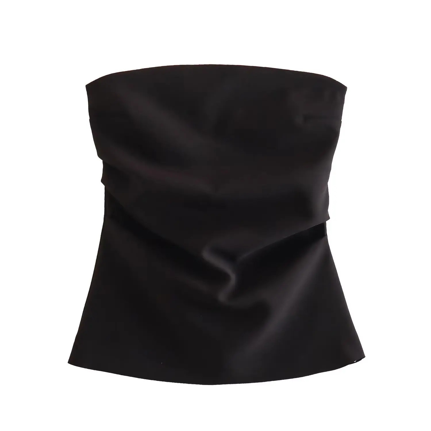 TRAF Women Fashion Summer Back Zipper Strapless Sleeveless Blouse Street Clothing Vest Tank Chic Ladies Crop Tops Mujer 240930