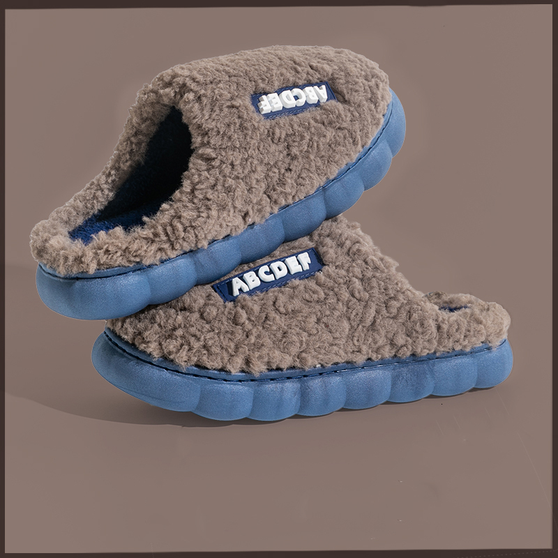 2024 New Trend Winter Couple Indoor Non-slip Mule For Men Women Flip ps Warm Fluffy Slippers Home Slides Casual Cotton Shoes