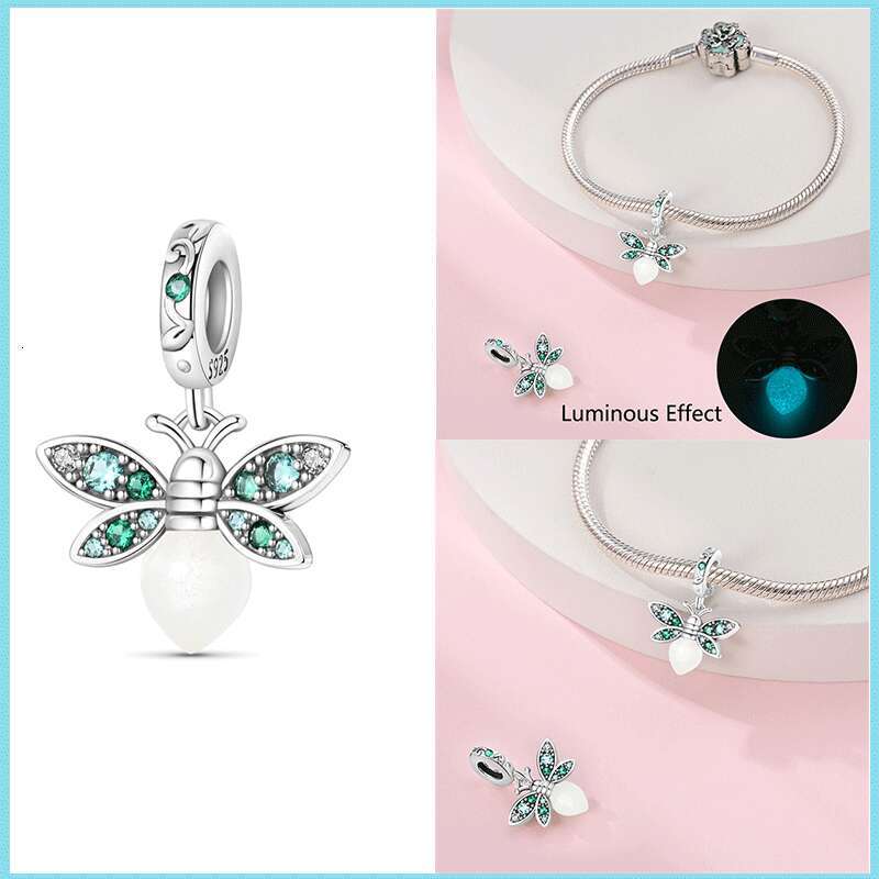 925 Sterling Silver Luminous Apple Lantern Elf Deer Pendant Balloon Rainbow Donut Charms Beads Fit Bracelets DIY Jewelry For Women Luxury Designer jew