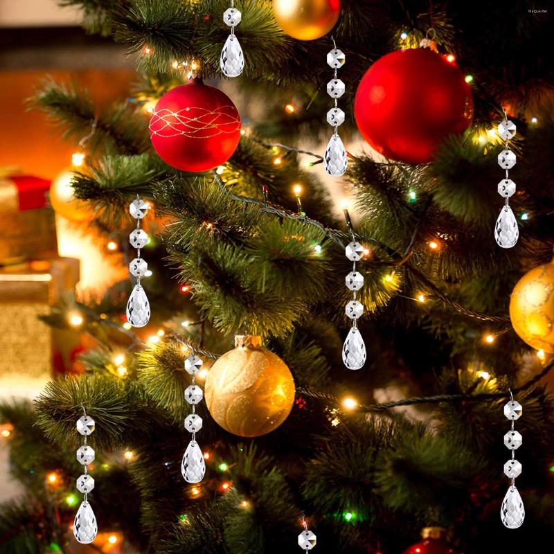 Christmas Decorations 30Pcs Acrylic Crystal Drop Beads Pendants Tree Hanging Ornaments Garland Chandelier Crystals Year Party Decor