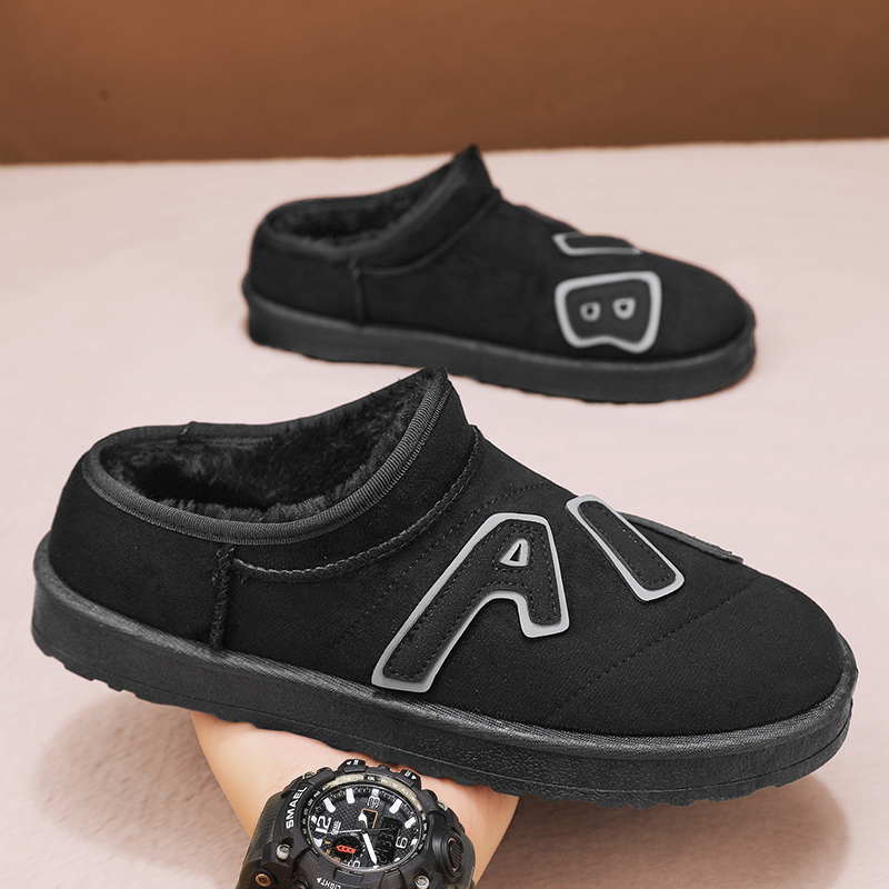 2024 Winter Warm Fleece Cozy Snow Boots for Men Thick Plush Cotton Thickened Thermal Indoor Slippers Outdoor Shoes