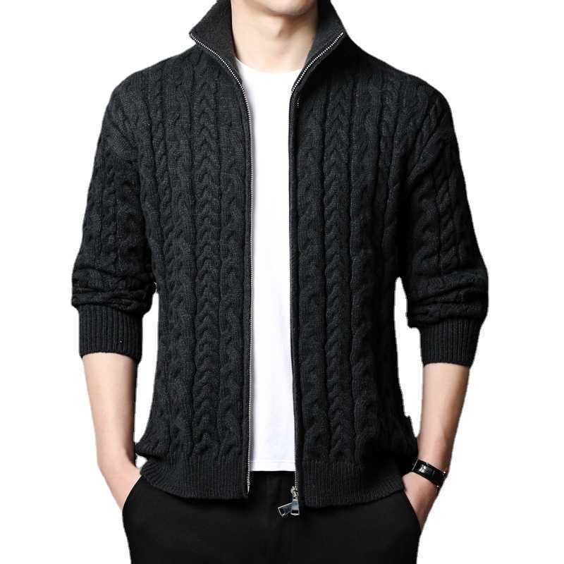 Mens threaded knitted sweater jacket trendy casual loose outer sweater autumn and winter solid color knitted cardiganXJ240930 - view 6
