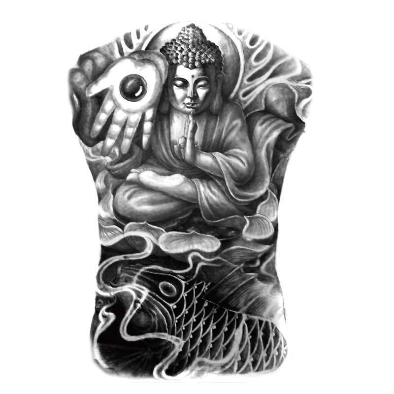 Full back tattoo with large pattern, photo, water transfer printing, waterproof sticker, Japanese ukiyoe Prajnaparamita sticker