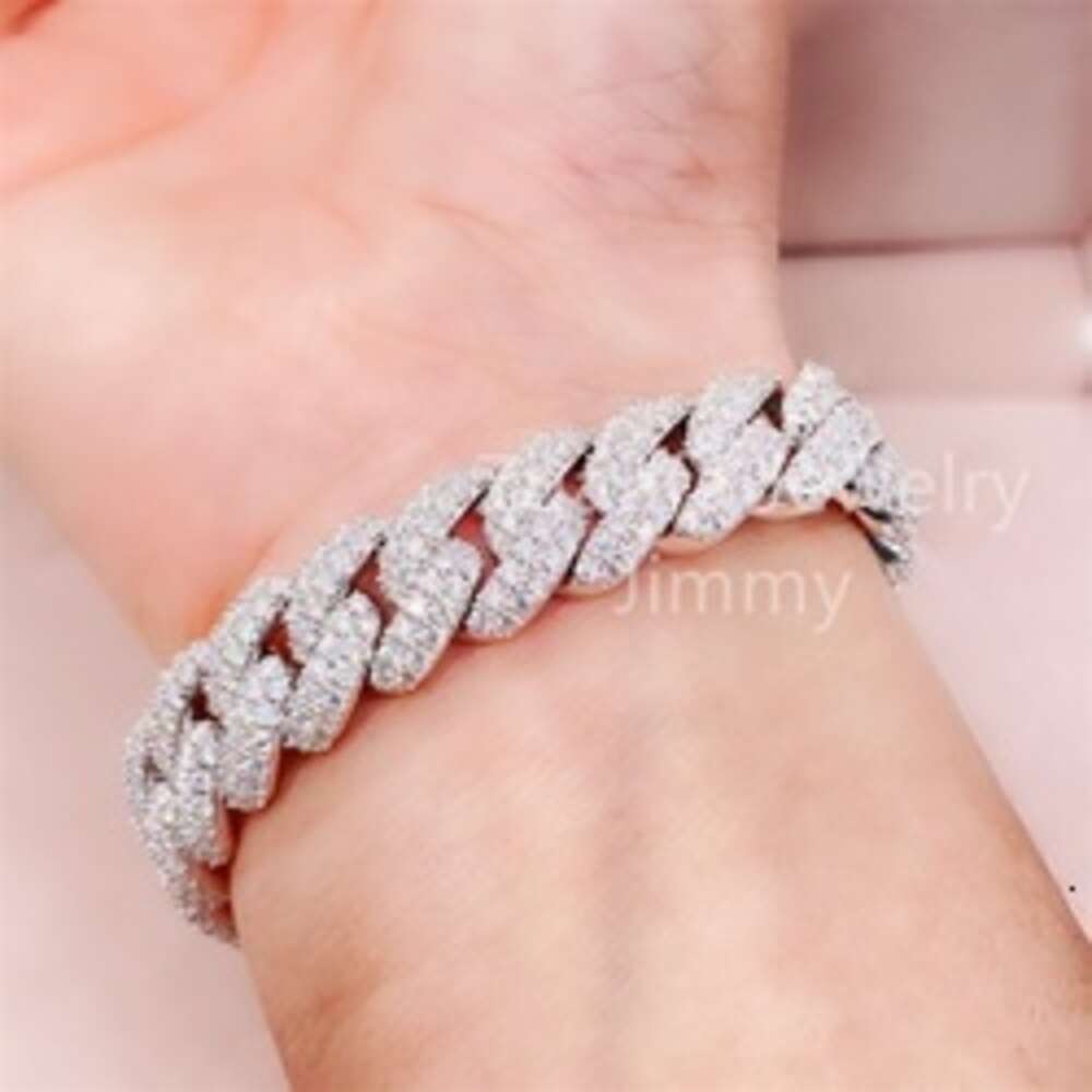 Moissanite Jewelry 13mm Moissanite Cuban Bracelet Vvs Moissanite Link Cuban Bracelet 925 Sterling Silver Luxury Gift Box Trendy