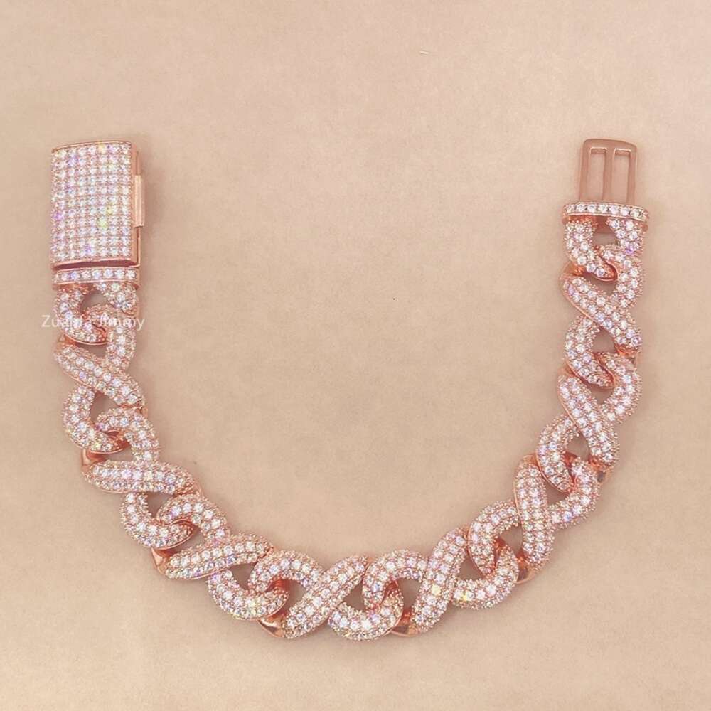 Ready to Ship Iced Out Infinity Style Vvs Moissanite Cuban Link Hip Hop Jewelry Cuban Bracelet
