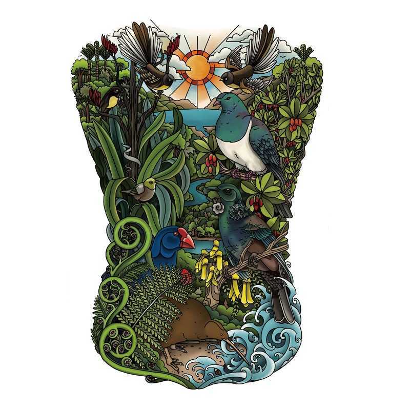 Full back tattoo with large pattern, photo, water transfer printing, waterproof sticker, Japanese ukiyoe Prajnaparamita sticker