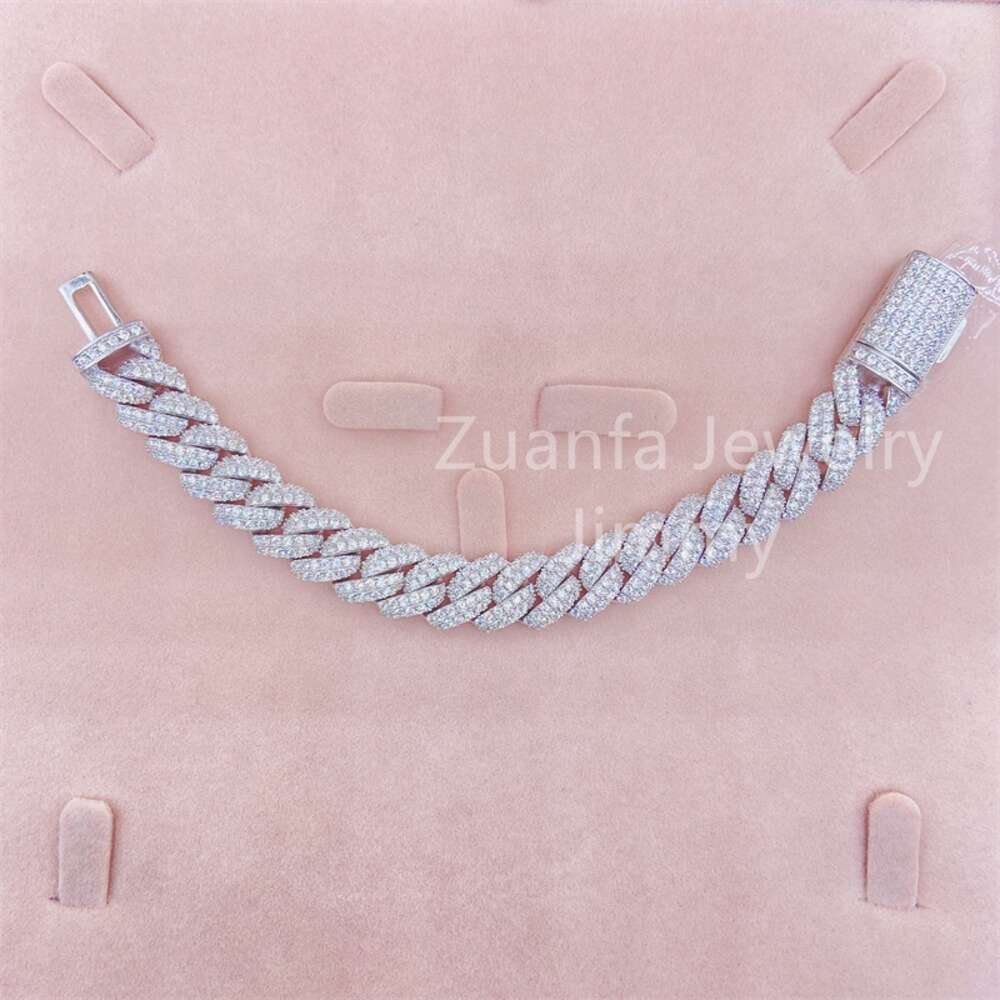 Moissanite Jewelry 13mm Moissanite Cuban Bracelet Vvs Moissanite Link Cuban Bracelet 925 Sterling Silver Luxury Gift Box Trendy