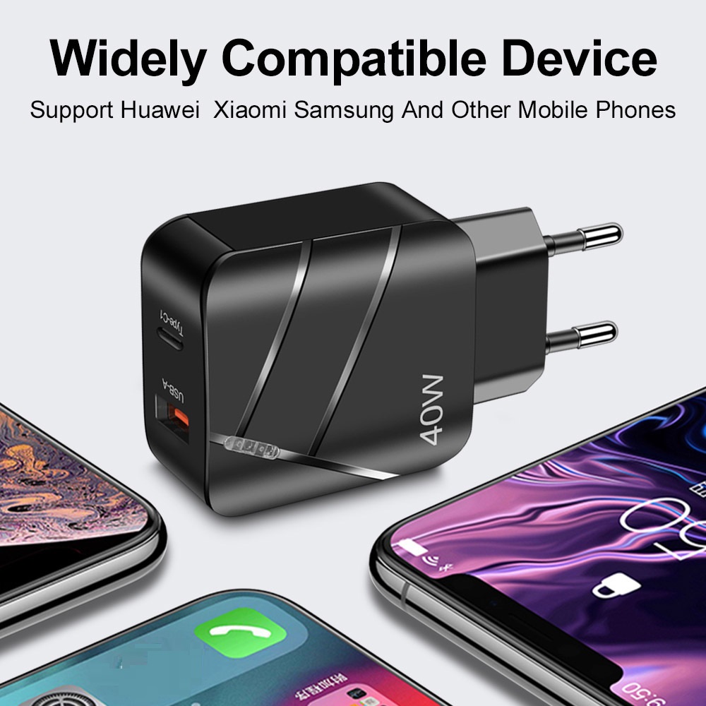 Fast Quick Charging 40W 3A USB C Wall Charger Portable Power Adapters For Ipad 2 3 4 Iphone 14 15 Samsung Xiaomi Huawei Htc Android phone