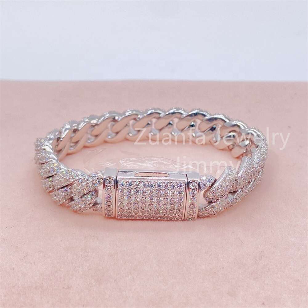 Moissanite Jewelry 13mm Moissanite Cuban Bracelet Vvs Moissanite Link Cuban Bracelet 925 Sterling Silver Luxury Gift Box Trendy