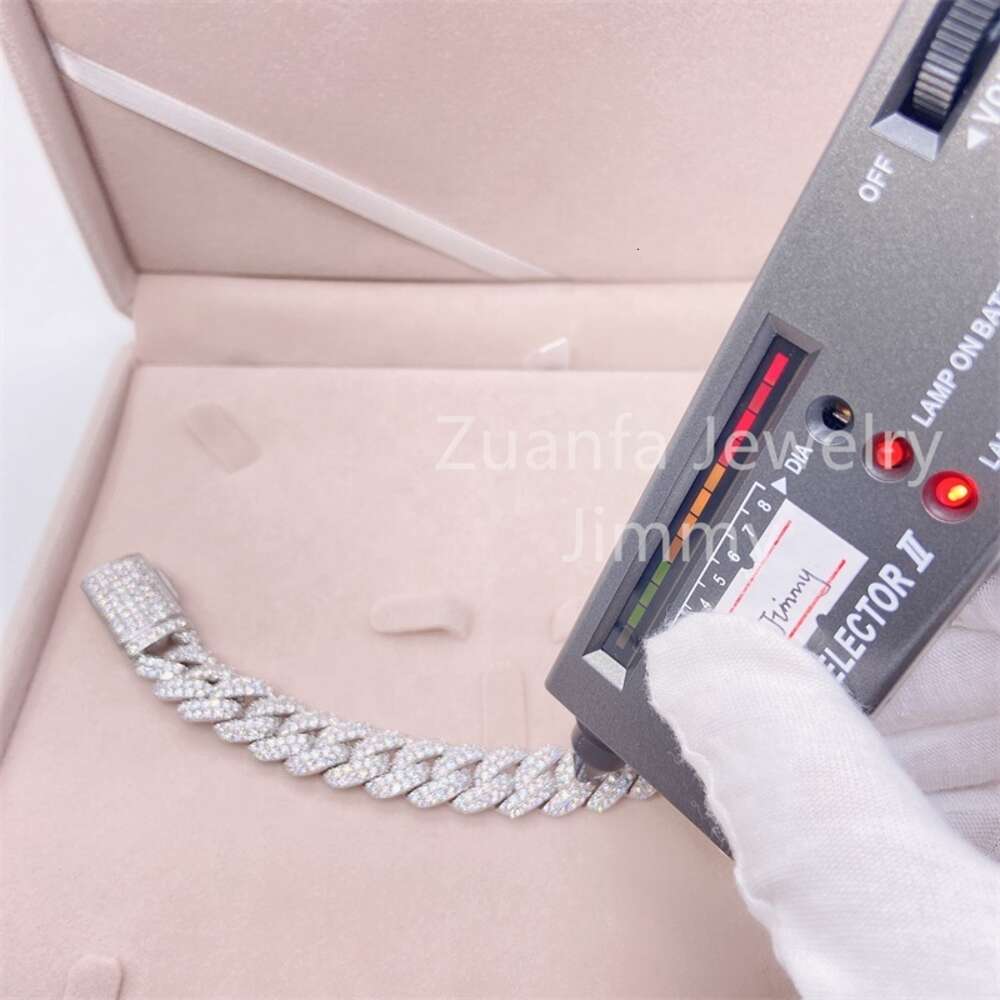 Moissanite Jewelry 13mm Moissanite Cuban Bracelet Vvs Moissanite Link Cuban Bracelet 925 Sterling Silver Luxury Gift Box Trendy