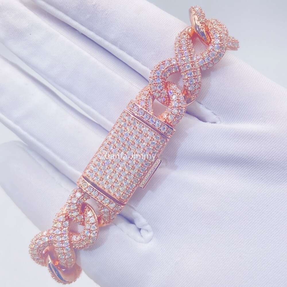 Ready to Ship Iced Out Infinity Style Vvs Moissanite Cuban Link Hip Hop Jewelry Cuban Bracelet