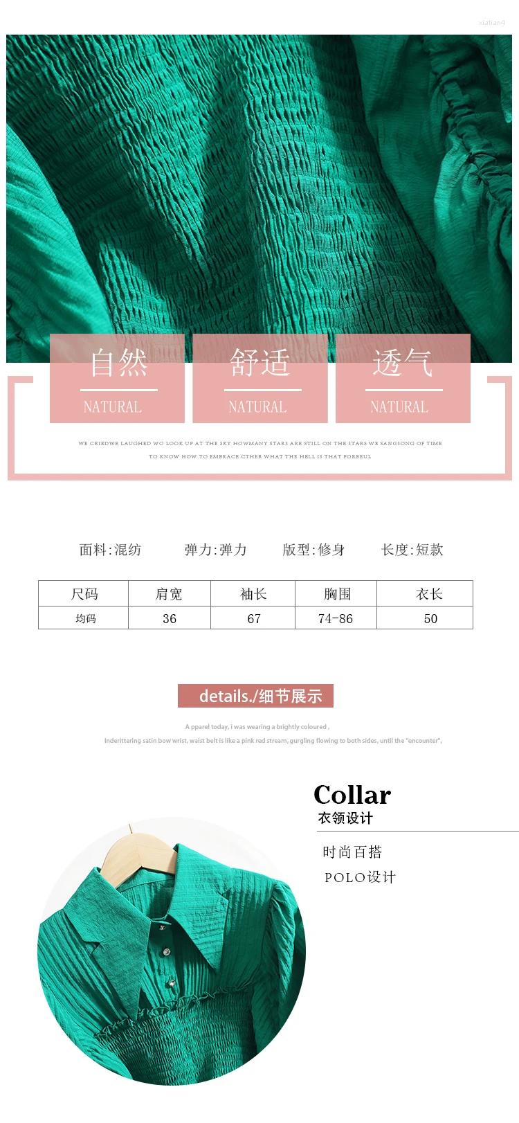 Womens Blouses Women Lantern Sleeve Shirt Pleated Earrings Button Breasted Long Top Solid 2024 Spring Autumn Office Lady Cloth