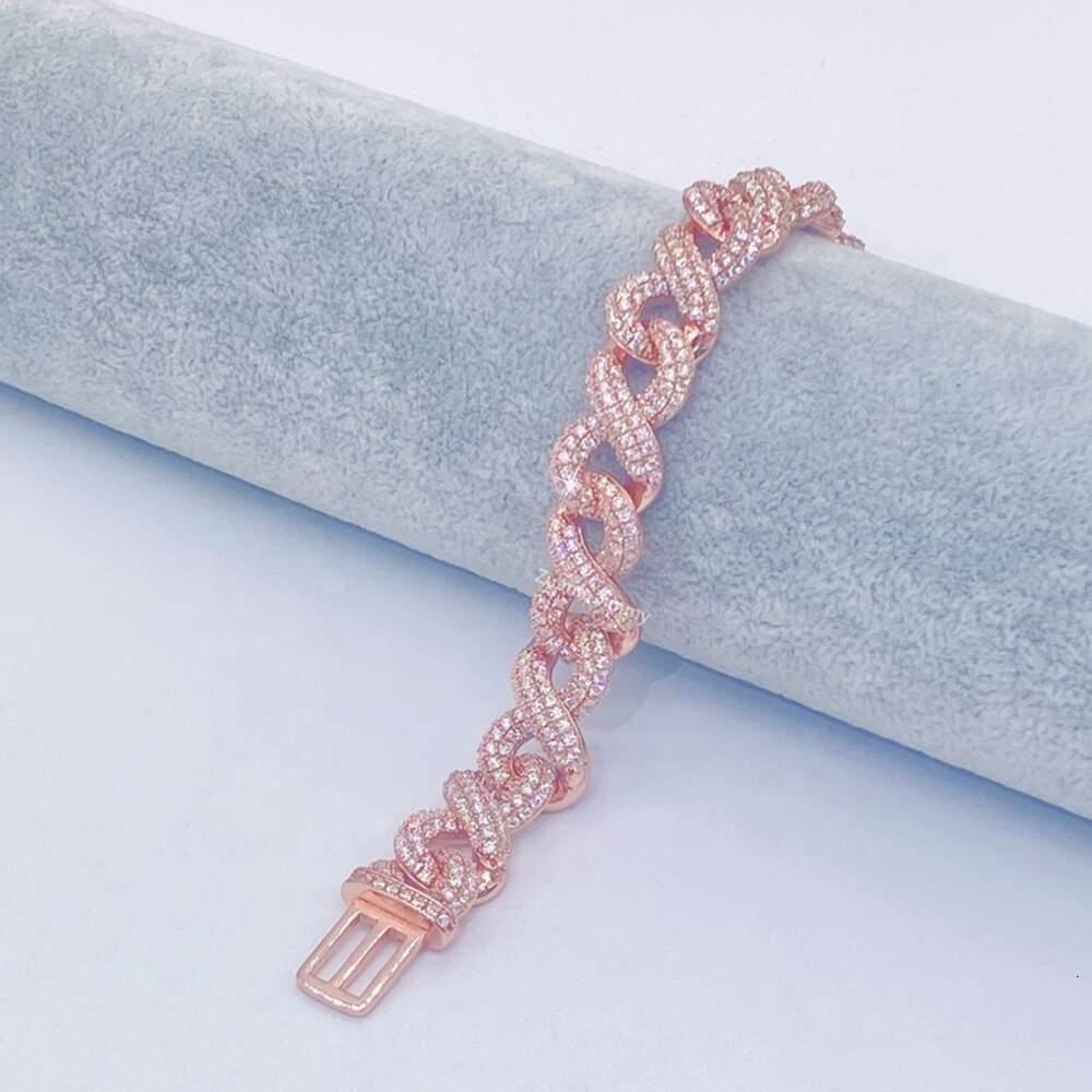 Ready to Ship Iced Out Infinity Style Vvs Moissanite Cuban Link Hip Hop Jewelry Cuban Bracelet