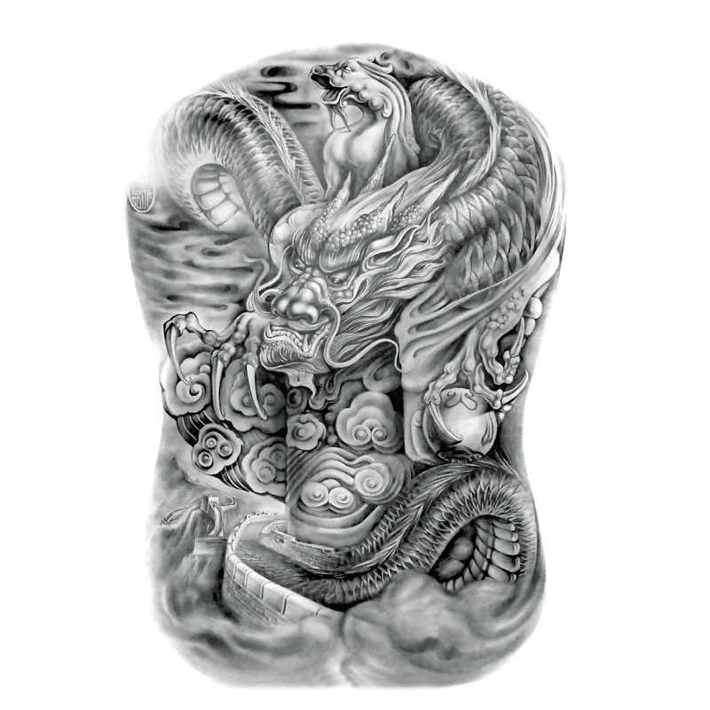 Full back tattoo with large pattern, photo, water transfer printing, waterproof sticker, Japanese ukiyoe Prajnaparamita sticker
