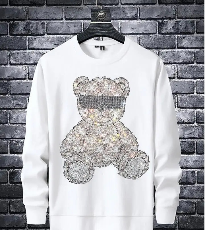 Streetwear Rhinestones Hoodie Sweatshirt drill Anime Hoodies Men Diamonds Hoody Pullovers 231229