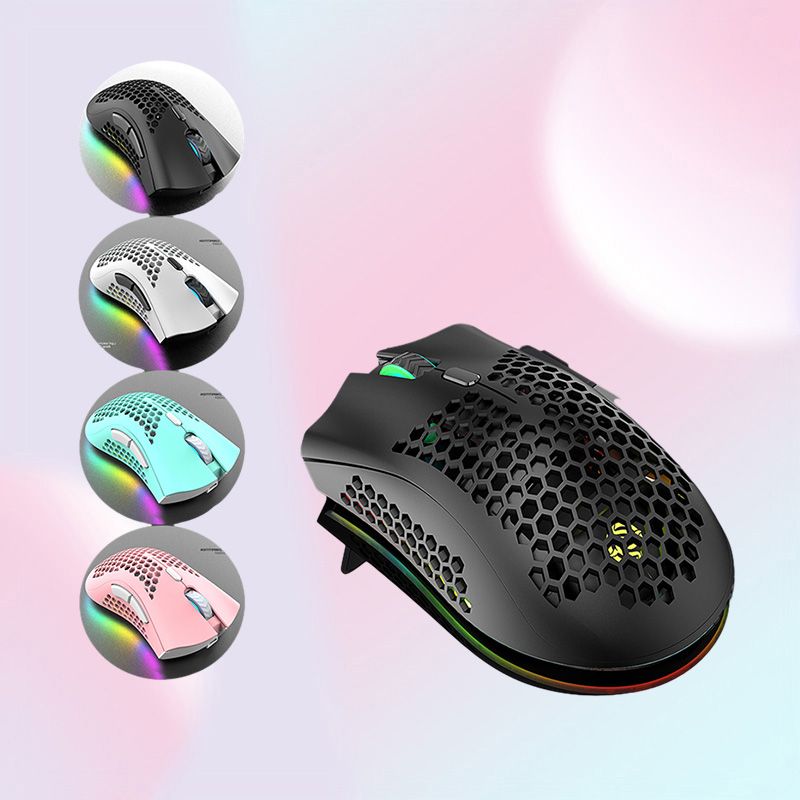 Mice Rechargeable USB 24G Wireless RGB Light Honeycomb Gaming Mouse for Desktop PC Computers Notebook Laptop Mice Mause Game