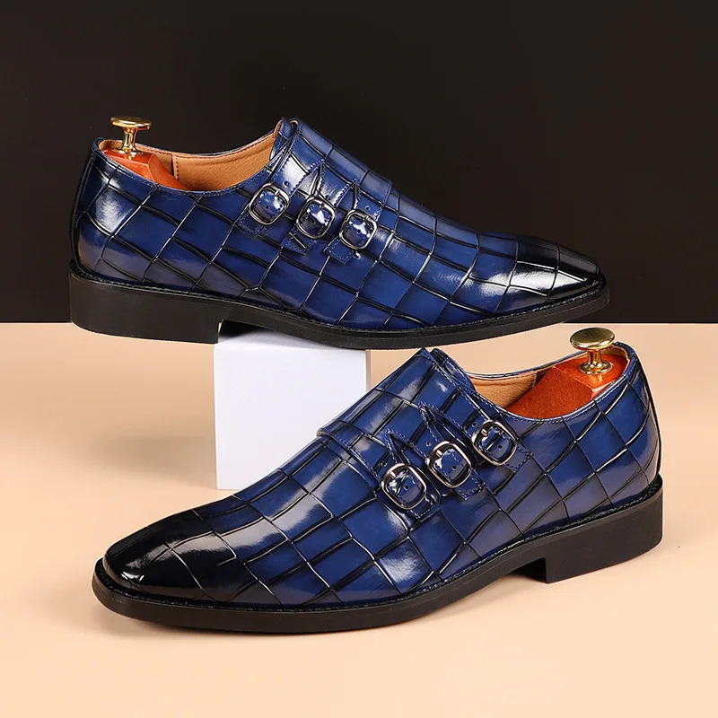 Men's Casual Business Leather Shoes Mens Buckle Square Toe Dress Office Flats Men Fashion New Wedding Party Oxfords EU Size 37-48 231229