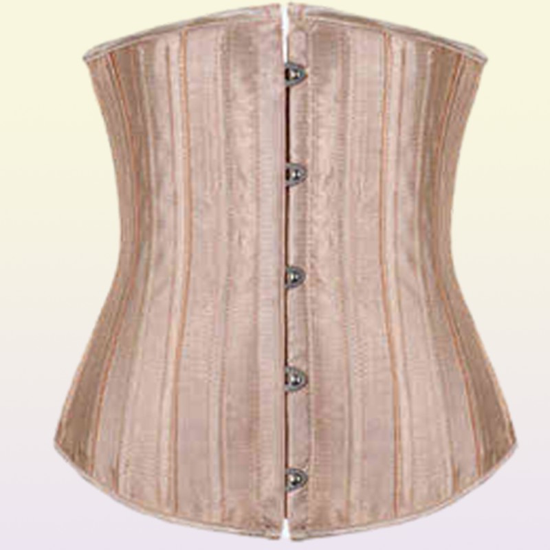XXS XS Underbust Bustier Corset Women Dress Slimming Waist Trainer 26 Steel Bone Wedding Body Shaper Lace Up Cincher Girdle Belt T