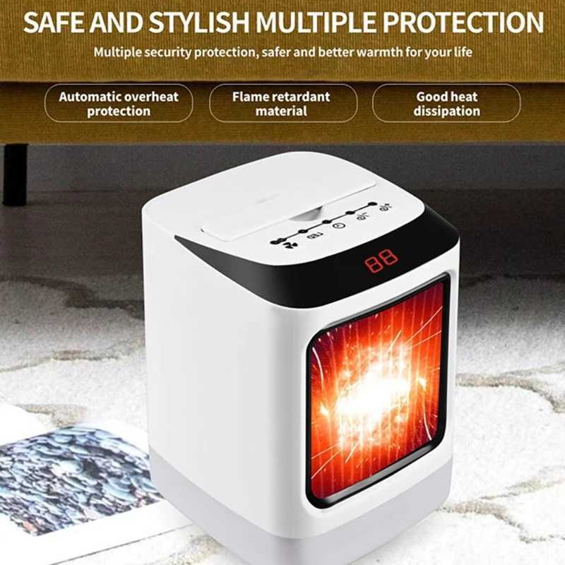 Home Heaters 1000W Portable Electric Heater For Home Remote Control Desktop Mini Low Consumption Fan Heater For Room Space Warmer Bedroom J240102