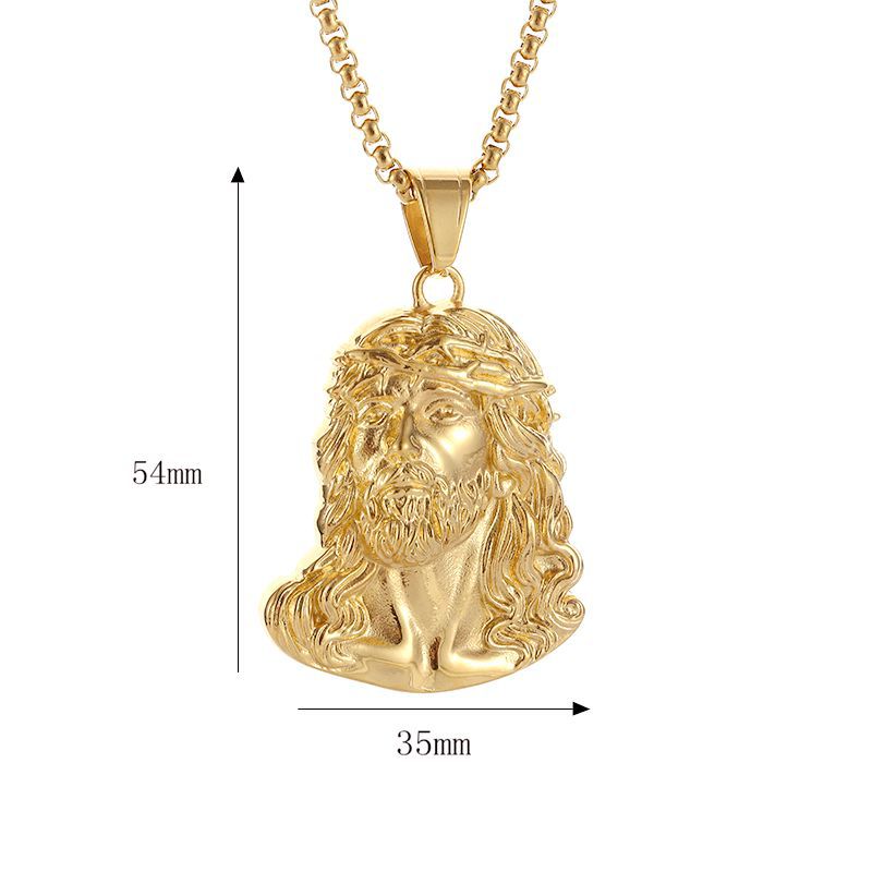 Hip Hop Jesus Face Pendant Necklace High Polisned Real Gold Plated Men/Women Religious Jewelry