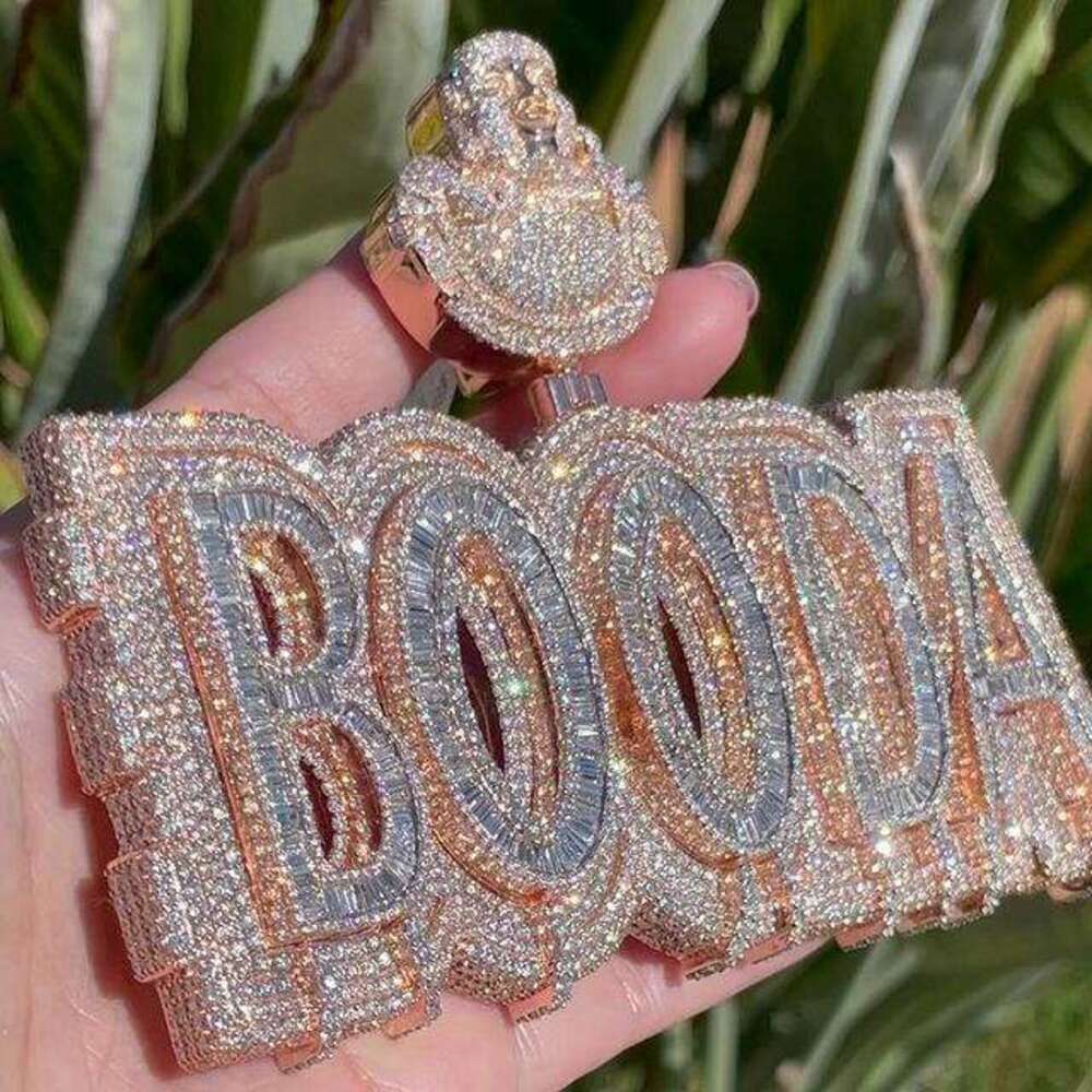 Custom pendant Hip Hop Full Iced Out S925 Brass Two-tone Moissanite Diamond Zircon Letter Customized With Own Pendant