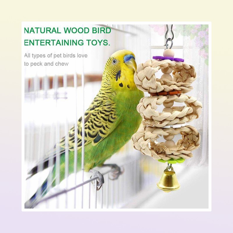 Other Bird Supplies 8PcsSet Parrot Toys Wooden Hanging Swing Hammock Climbing Ladders Perches Toy Parakeet Cockatiels Cage C42Oth3936561