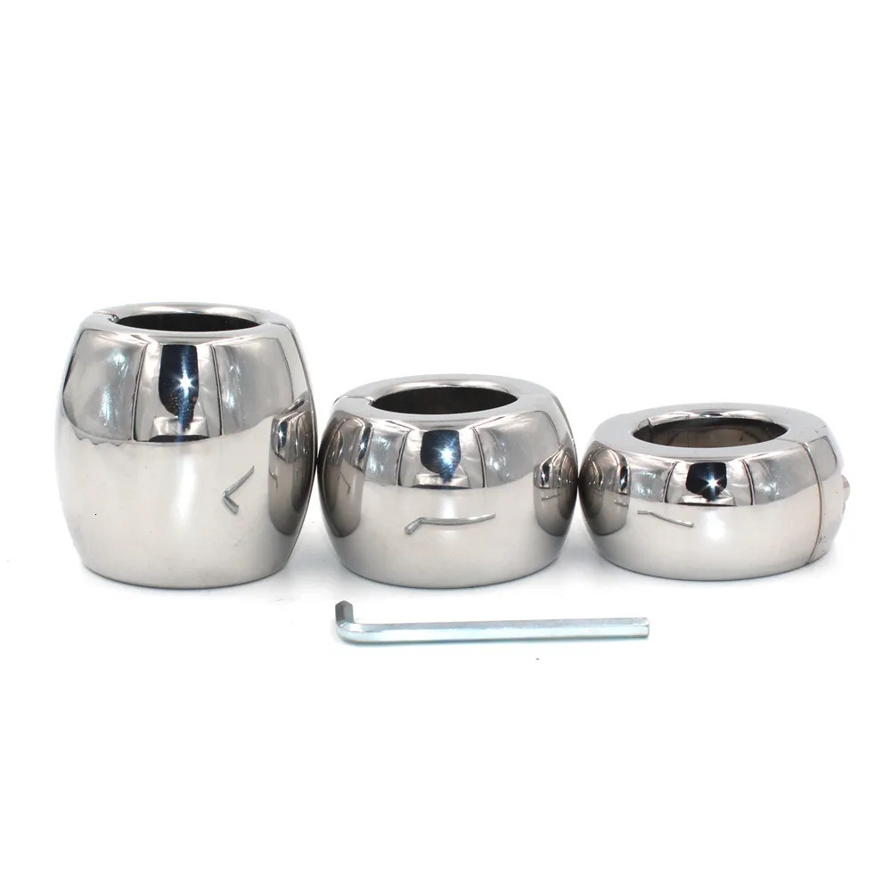 Stainless Steel Ball Stretcher Scrotum Pendant Testis Testicle Weight Penis Restraint Locking Cock Ring CBT Sex Toys 951 240102