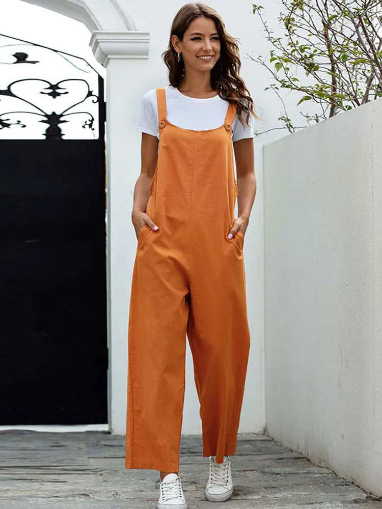 Summer Black Jumpsuit Women Loose Dungarees Overalls Wide Leg Long Ladies For 231229
