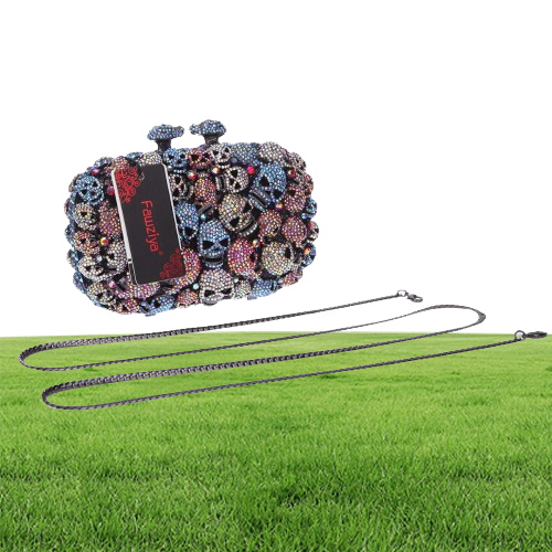Fawziya Skull Bag Skull Purses And Handbags for Women Kisslock Crystal Evening Clutch Bags