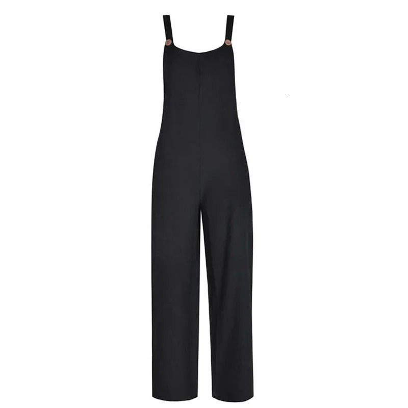 Summer Black Jumpsuit Women Loose Dungarees Overalls Wide Leg Long Ladies For 231229