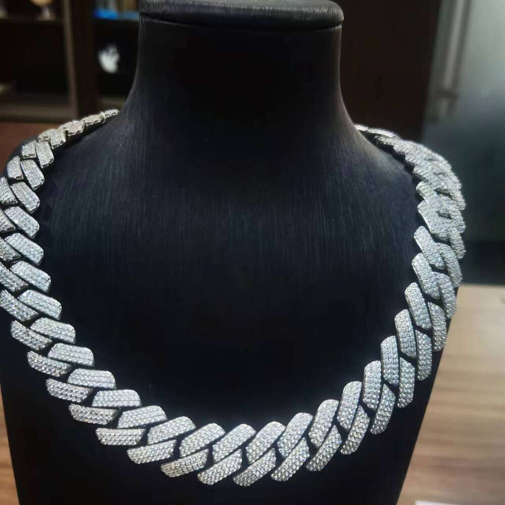 necklace moissanite chain GRA 925 Silver Ice Out 12mm 15mm 18mm 20mm VVS Diamond Cuban Link Chain Mens Moissanite Rapper hip hop chain Cuban Link