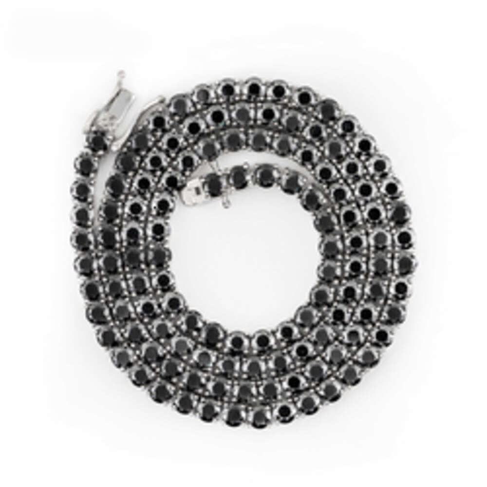 necklace moissanite chain Pass Diamond Tester Gra Certificate 925 Sterling Silver Hip Hop Black Moissanite Tennis