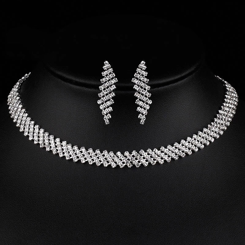 Valuable Lab Diamond Jewelry set Sterling Silver Wedding Necklace Earrings For Women Bridal Engagement Jewelry Gift t8lt#