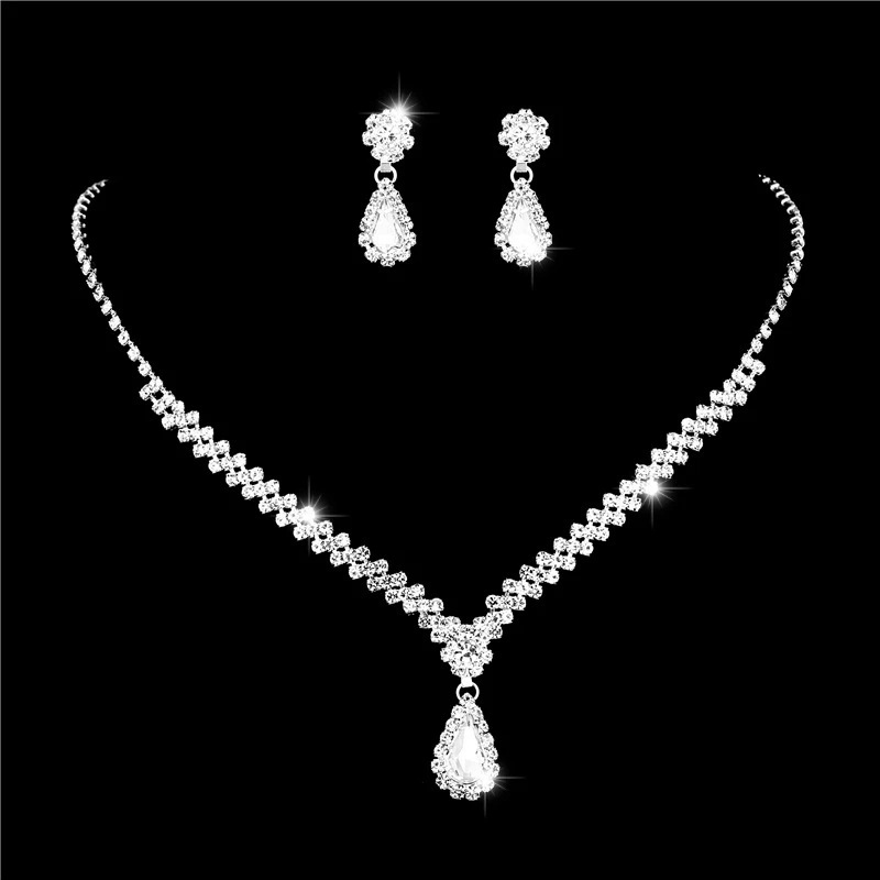Valuable Lab Diamond Jewelry set Sterling Silver Wedding Necklace Earrings For Women Bridal Engagement Jewelry Gift t8lt#