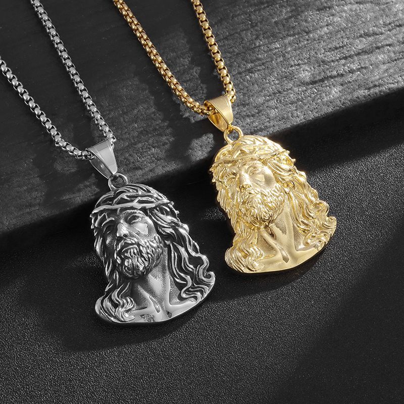 Hip Hop Jesus Face Pendant Necklace High Polisned Real Gold Plated Men/Women Religious Jewelry